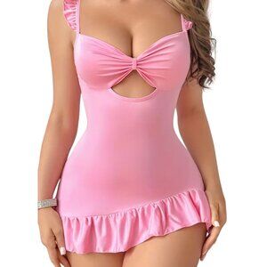 Pink Ruffle Hem Sleeveless Mini Nightgown*Nighty*Sissy*Femboy*Cosplay*NIP*XL